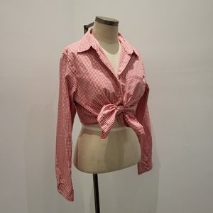 Talbots Red & White Gingham Button Up Shirt